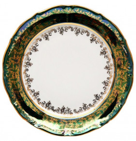 Набор тарелок 24 см 6 шт  Bavarian Porcelain "Мария-Тереза /Зелёная /Золотые листики" / 012154