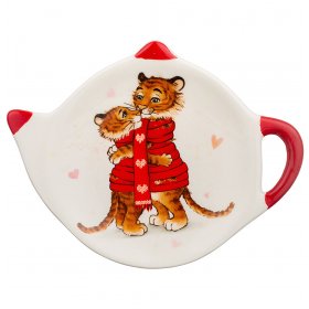 Подставка для чайного пакетика 12 х 8,5 х 1,5 см  Agness "Тигриные истории" красная / 270084