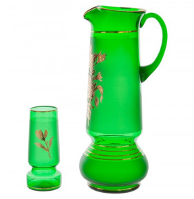 Набор для воды 7 предметов (кувшин + 6 стаканов по 250 мл  Nd Art "Зелёный /Лилии" / 169569