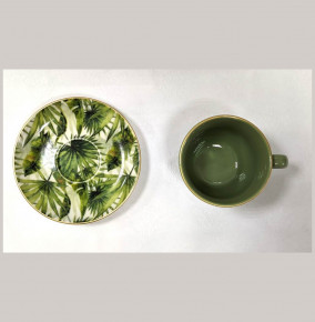 Набор чайных пар 200 мл 6 шт  O.M.S. Collection "Tulu Porselen /Зелёные листья" / 285903