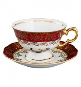 Чашка кофейная 1 шт  Royal Czech Porcelain "Мария-Тереза /Охота красная" / 204884