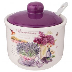 Сахарница 300 мл с ложкой 10 х 10 х 9,5 см  Agness &quot;Лавандовая весна&quot; / 268546