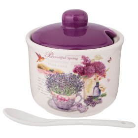 Сахарница 300 мл с ложкой 10 х 10 х 9,5 см  Agness &quot;Лавандовая весна&quot; / 268546