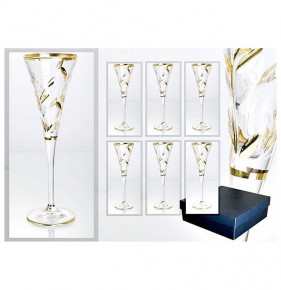 Бокалы для шампанского 120 мл 6 шт  RCR Cristalleria Italiana SpA "Золотой лепесток" / 031504