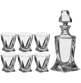 Набор для водки/ликёра 7 предметов (графин 500 мл + 6 стопок по 55 мл)  Crystalite Bohemia &quot;Квадро /Без декора&quot; / 084023