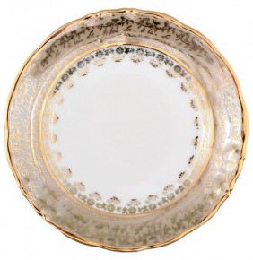 Набор тарелок 17 см 6 шт  МаМ декор "Фредерика /Бежевая с золотыми листиками" / 065055