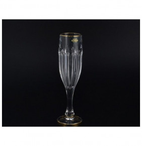 Бокалы для шампанского 150 мл 6 шт  Crystalite Bohemia "Сафари /Отводка золото" / 098262