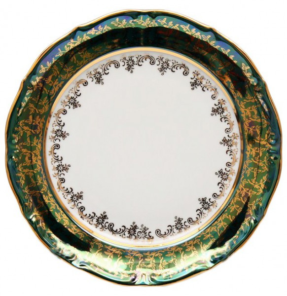 Набор тарелок 19 см 6 шт  Bavarian Porcelain &quot;Мария-Тереза /Зелёная /Золотые листики&quot; / 012153