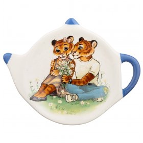 Подставка для чайного пакетика 12 х 8,5 х 1,5 см  Agness "Тигриные истории" голубая / 270083