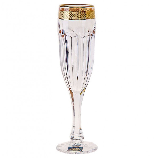 Бокалы для шампанского 150 мл 6 шт  Crystalite Bohemia &quot;Сафари /С золотом /375545&quot; / 039185