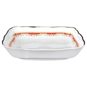 Салатник 25 см квадратный  Thun &quot;Мария-Луиза /Лилии на красном&quot; / 056433