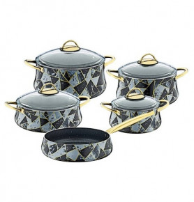 Набор посуды 9 предметов (20, 24, 26, 26, 26 см) антипригарное покрытие серый  O.M.S. Collection "ORIGAMI SETS" / 295823