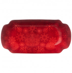 Блюдо 18 см прямоугольное красное  LEFARD "Новогодний калейдоскоп /Снежинки" / 268491