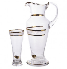 Набор для воды 7 предметов (кувшин + 6 стаканов по 300 мл)  UNION GLASS "Иксовка /Цветочный кант /золото" / 159544