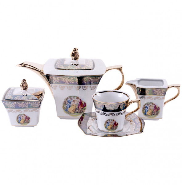Чайный сервиз на 6 персон 15 предметов  Royal Czech Porcelain &quot;Львов /Мадонна зеленая&quot; / 203758
