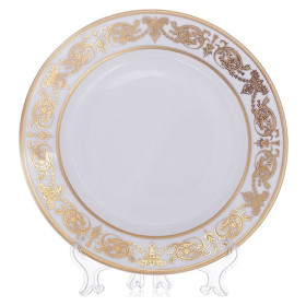 Блюдо 32 см круглое  Bavarian Porcelain &quot;Александрия /Золотой узор на белом&quot; / 069084