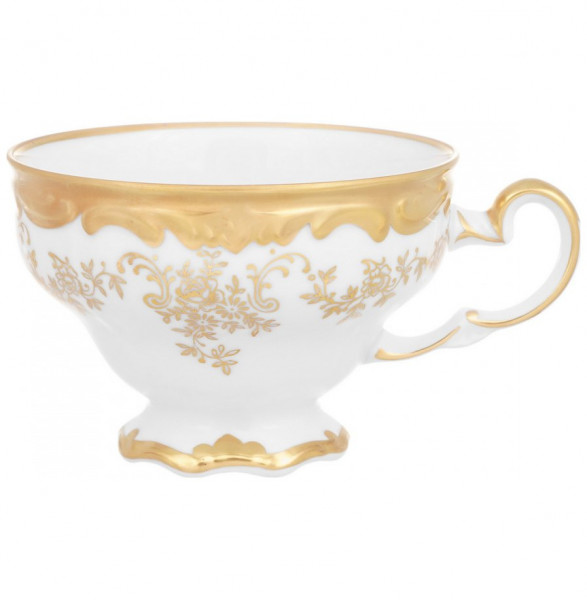 Чашка чайная 210 мл 1 шт  Weimar Porzellan &quot;Кастэл /Золотой цветочный узор&quot; / 222485