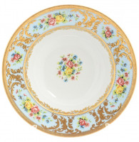 Набор тарелок 23 см 6 шт глубокие  Falkenporzellan "Вена /Розочки на голубом /с золотом" / 149999