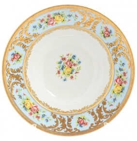 Набор тарелок 23 см 6 шт глубокие  Falkenporzellan "Вена /Розочки на голубом /с золотом" / 149999