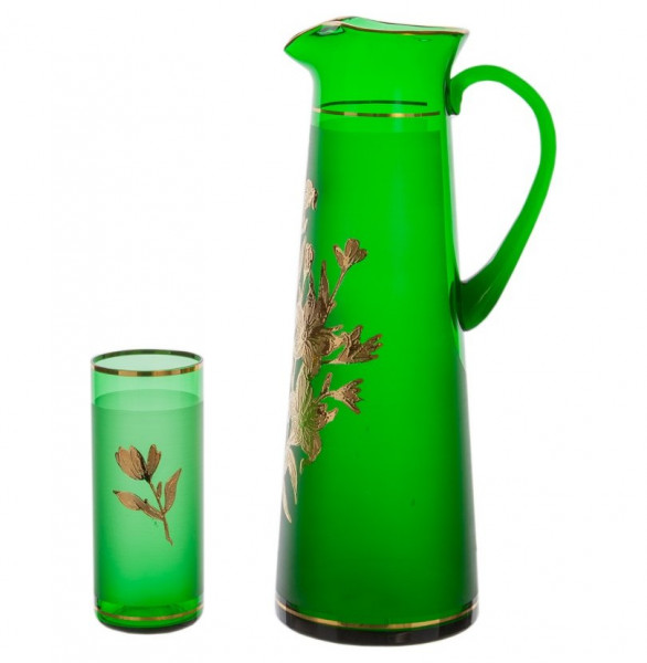 Набор для воды 7 предметов (кувшин + 6 стаканов по 300 мл  Nd Art &quot;Зелёный /Лилии&quot; / 169566