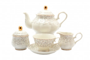 Чайный сервиз на 6 персон 15 предметов  Royal Classics "Вивьен /Мелкие цветочные веточки /золото" / 127973