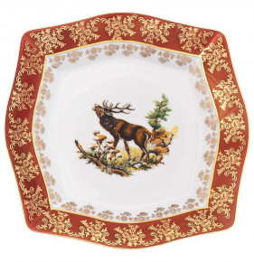 Набор тарелок 21,5 см 6 шт  Royal Czech Porcelain "Львов /Охота красная" / 203458