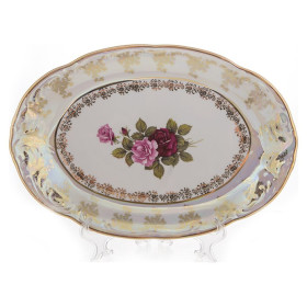 Блюдо 33 см овальное  МаМ декор &quot;Фредерика /Роза перламутр&quot; / 155032