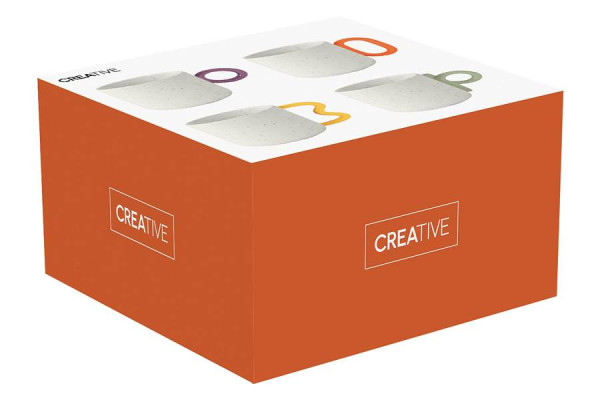 Набор кружек 350 мл 4 шт (бело-зелёная, жёлтая, оранжеая, фиолет.)  Easy Life &quot;Creative&quot; (подарочная упаковка) / 333800