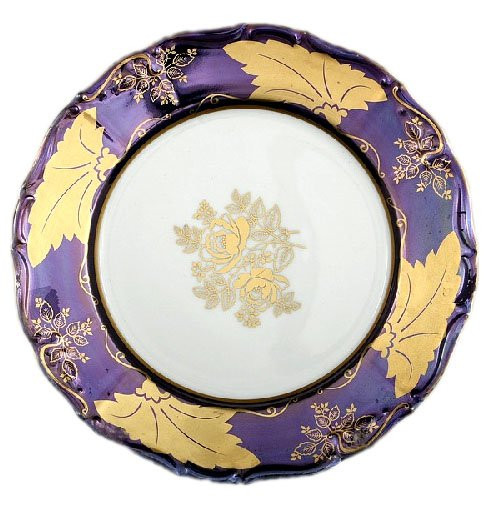 Набор тарелок 19 см 6 шт  МаМ декор &quot;Мария-Луиза /Золотой лист на синем&quot; / 048976