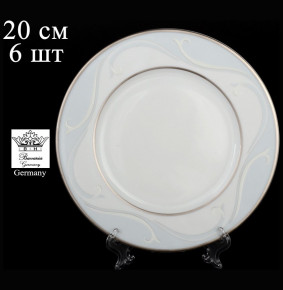 Набор тарелок 20 см 6 шт  Bavarian Porcelain "Верона /Голубая волна /платина" / 040454