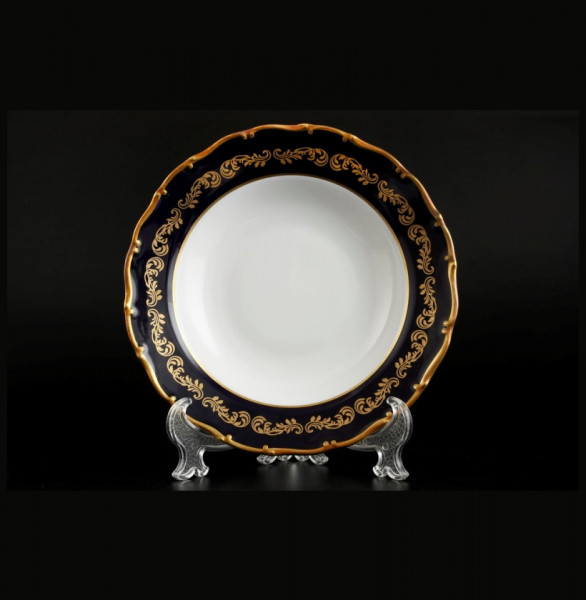 Набор тарелок 23 см 6 шт глубокие  Bohemia Porcelan Moritz Zdekauer 1810 s.r.o. &quot;Анжелика /Золотые вензеля /Кобальт&quot; / 080364