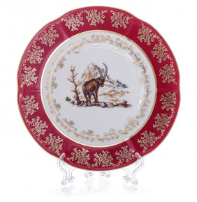 Набор тарелок 19 см 6 шт  Bavarian Porcelain "Мария-Тереза /Охота красная" / 012187