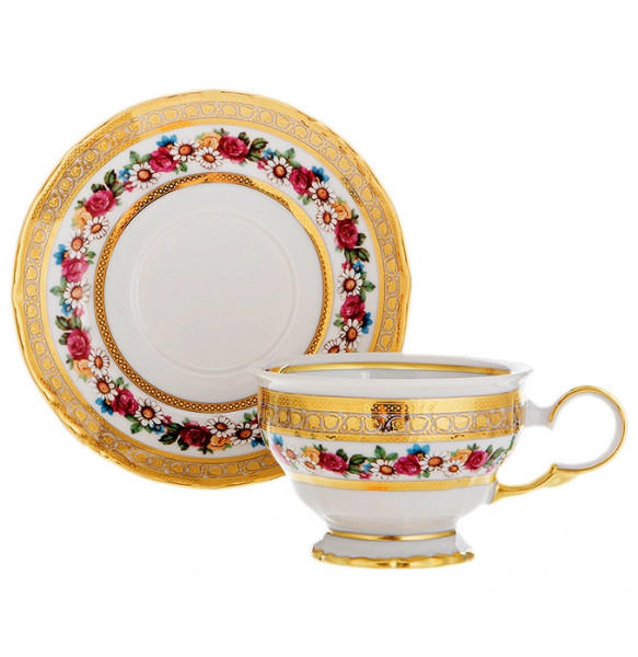 Набор чайных пар 220 мл 6 шт  Bohemia Porcelan Moritz Zdekauer 1810 s.r.o. &quot;Анжелика /Цветочный венок&quot; / 091850