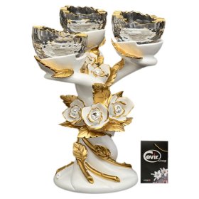 Подсвечник на 3 свечи золото  Cevik Group "Сevic /Розы" 2 / 029424