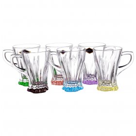 Набор кружек 150 мл 6 шт  Aurum Crystal &quot;Plantica /Разноцветное дно&quot; / 200871