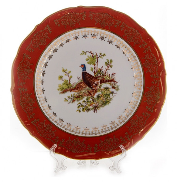 Блюдо 32 см круглое  Bavarian Porcelain &quot;Мария-Тереза /Охота красная&quot;  / 017149