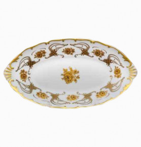 Блюдо 32 см овальное  Bohemia Porcelan Moritz Zdekauer 1810 s.r.o. "Анжелика /Золотая роза /золото" / 010821