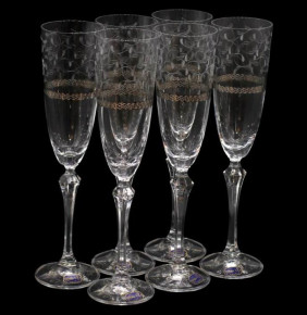 Бокалы для шампанского 200 мл 6 шт  Crystalex CZ s.r.o. "Элизабет /Лепестки /Платиновый кант" / 140148
