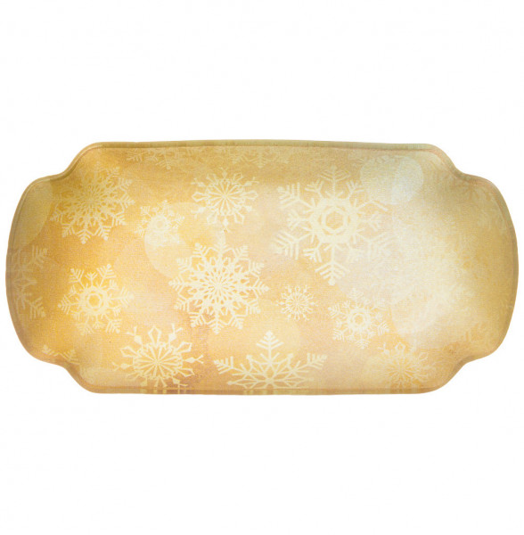 Блюдо 18 см прямоугольное жёлтое  LEFARD &quot;Новогодний калейдоскоп /Снежинки&quot; / 268492