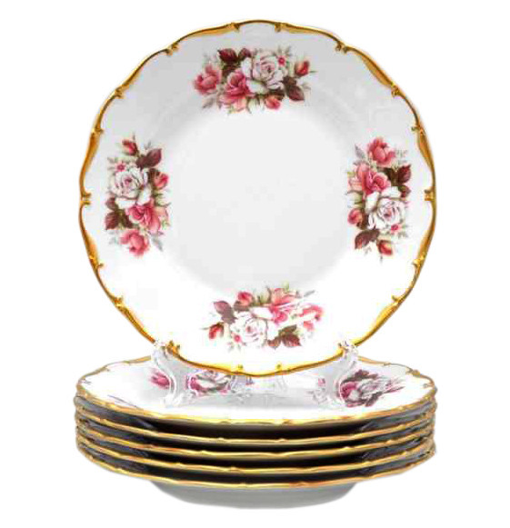 Набор тарелок 19 см 6 шт  Bohemia Porcelan Moritz Zdekauer 1810 s.r.o. &quot;Анжелика /Букет из роз&quot; / 010902