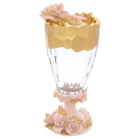 Ваза для цветов 42 см н/н  Cevik Group "Розовые розы /золото" / 049853