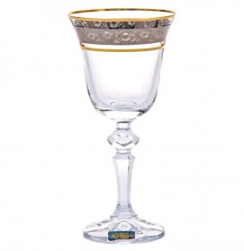 Бокалы для белого вина 130 мл 6 шт  Crystalite Bohemia &quot;Лаура /Цветочный узор на платине&quot; / 147706