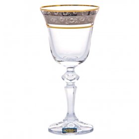 Бокалы для белого вина 130 мл 6 шт  Crystalite Bohemia &quot;Лаура /Цветочный узор на платине&quot; / 147706