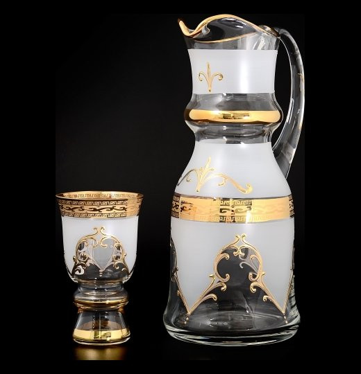 Набор для воды 7 предметов (кувшин + 6 стаканов)  Bohemia &quot;Королевский /Антик золото&quot; R-G / 012737