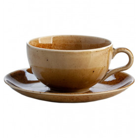 Чайная пара 160 мл 1 шт низкая  Porcelaine Czech Gold Hands "Виола /Кантри /латте" / 153300