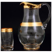 Набор для воды 7 предметов (кувшин 1,25 л + 6 стаканов)  Bohemia &quot;Идеал /Матовая полоса /золото&quot; MH / 107856