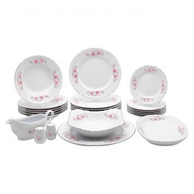 Столовый сервиз на 6 персон 24 предмета Cmielow "Рококо /Серая роза /платина" (солонки) / 117348