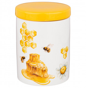 Банка для сыпучих продуктов 650 мл с деревянной крышкой  LEFARD "Honey bee" / 256518
