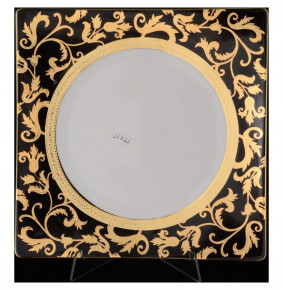Набор тарелок 27 см 6 шт квадратные  Falkenporzellan "Тоска /Чёрная /Золотые цветы" / 060289