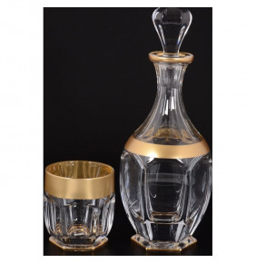 Набор для виски 7 предметов (Графин + 6 стаканов)  Crystalite Bohemia "Сафари /Матовое золото" / 124823